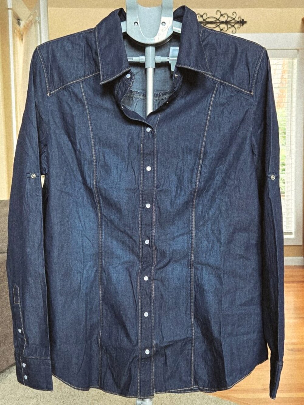 NWT Stillwater Supply Co sz XL dark denim western snap front long sleeve shirt